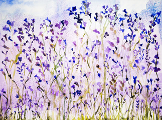 Lavender with dots. The dabbing technique gives a soft focus effect due to the altered surface roughness of the paper. - 102738165