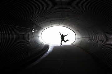 Tunnel and girl in motion