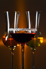 Shot glasses with different liquors