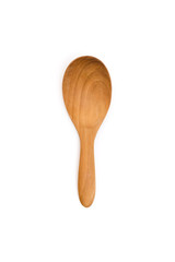 Wooden spoon on white background.