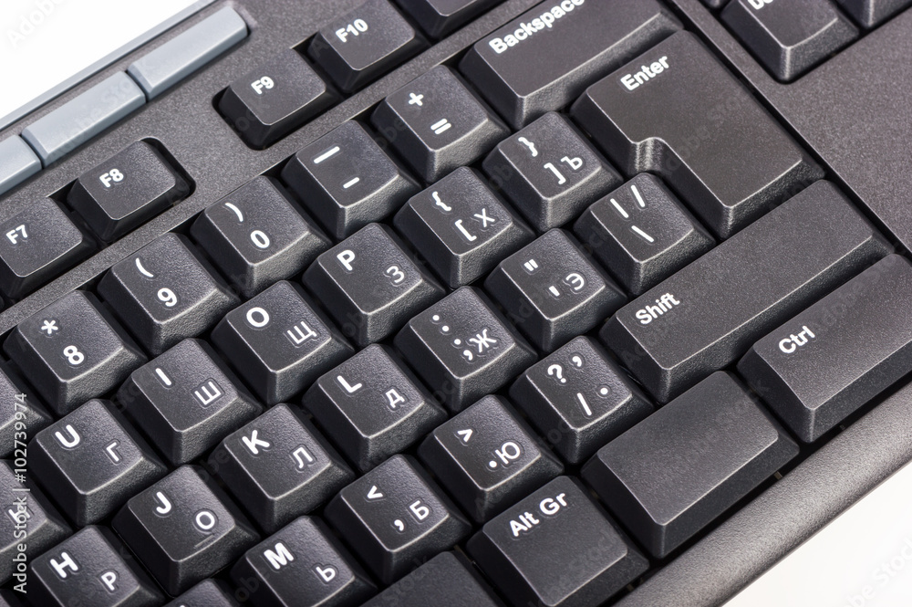Fototapete electronic collection - black computer keyboard with key enter