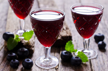 Transparent drink blueberries