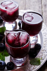 Transparent drink blueberries