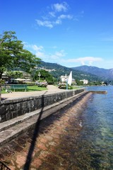 Fototapeta na wymiar Waterfront Stresa in summer at Lake Maggiore, Piedmont Italy 