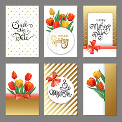 Collection of Brochures With Tulips. Universal Cards Templates.