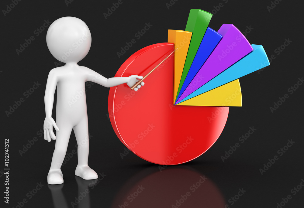 Poster pie chart and man. image with clipping path