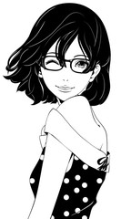 黒髪の女性 / ファッション / メガネ