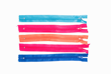 Colorful zipper collection isolated over white