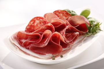 sausage sliced on a plate 