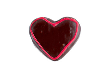Chocolate gingerbread, donut in the form of heart