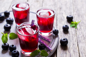 Transparent drink blueberries