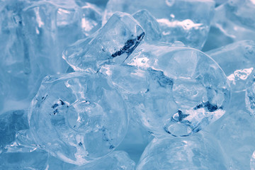 Background of blue ice cubes