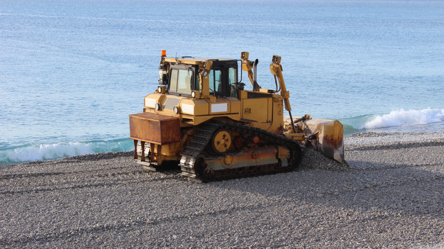Bulldozer on the Beach of Nice