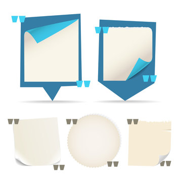 Collection of different paper messages. Blank quoting template