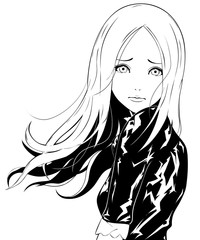 ロングヘアの女性 / ファッション / 困り顔