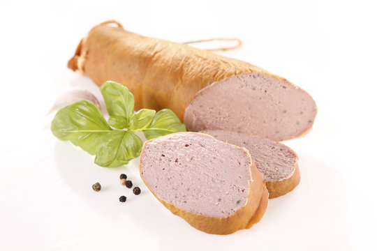 Fresh Liverwurst On A White Background 