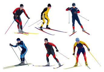 Six skiers