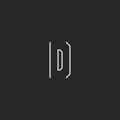 Idea letter D logo monogram, mockup creative outline symbol, white thin line design element template