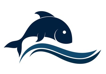 Logo of fish with a wave.