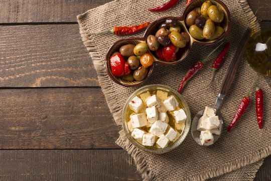 feta cheese with olives