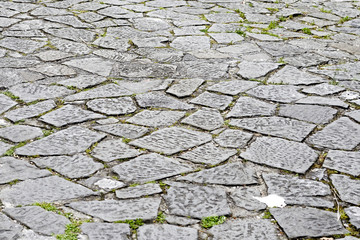 stone block floor of pavement on city street