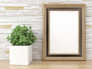 Empty modern style frame, 3D render