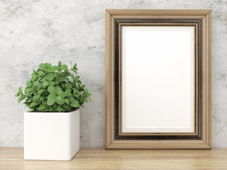 Empty modern style frame, 3D render