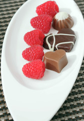 Сhocolate candies with raspberrie