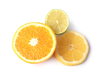 Fototapeta na wymiar orange lemon lime isolated on white background