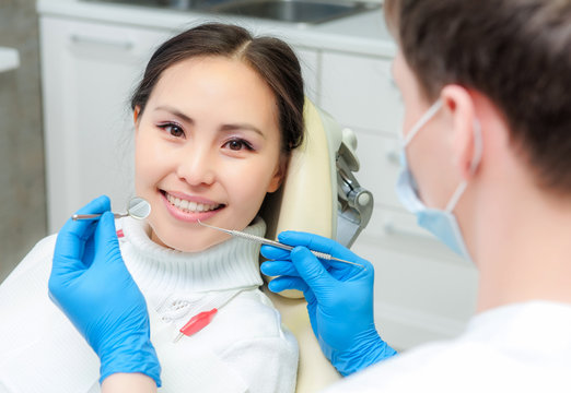 Young female patient at dentist office