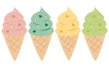 colorful cute cartoon set of ice cream vector illustration