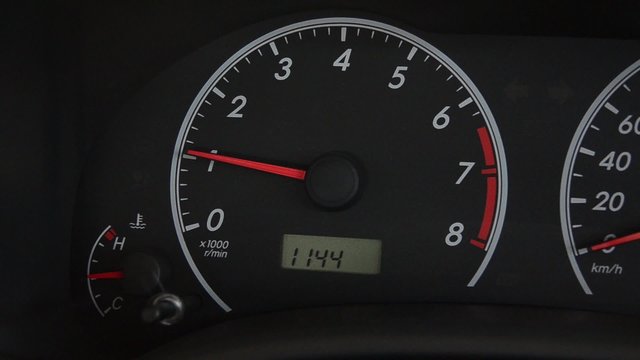 Car speedometer and fuel on dashboard