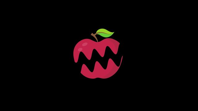 fresh cartoon apple eat self.fruit 4k animation