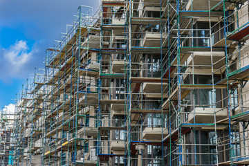 scaffolding on a building construction site