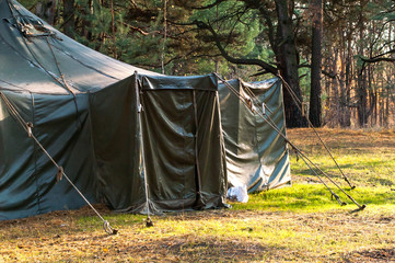 Green tent, camping, camping, woods