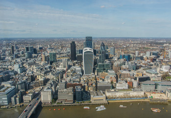 The City of London financial district, aerial view