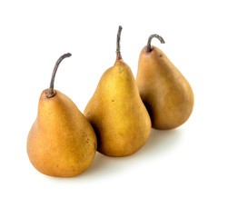 Ripe organic bosc pears studio isolated