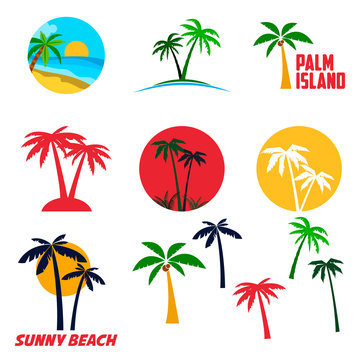 Set of palm island labels and emblems