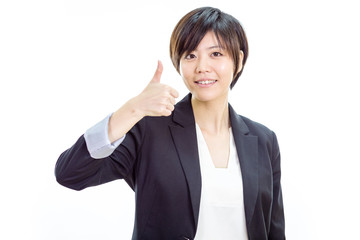 Asian businesswoman with thumbs up