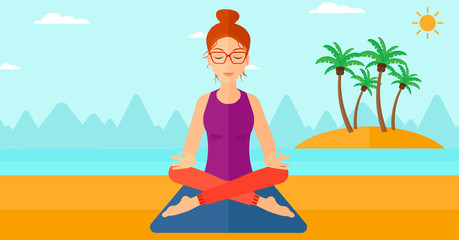 Obraz premium Woman meditating in lotus pose.