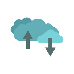 Clouds with arrows flat icon
