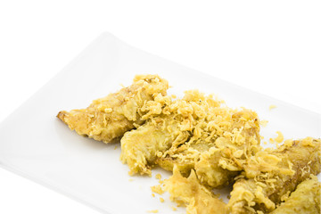 Fried Banana (Pisang Goreng) isolated on white background, traditional snack in Malaysia.