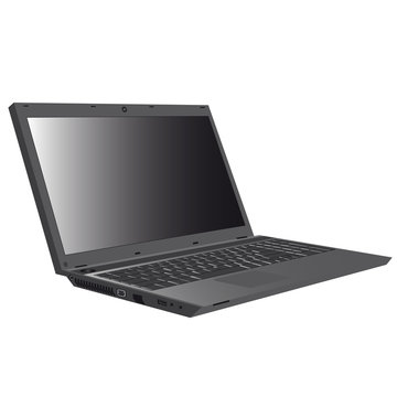 the image of a personal laptop computer in an open state of dark color