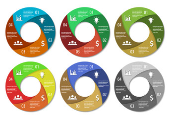 Naklejka premium Round infographic diagram. Template for infographic. Circles of 4 elements. Vector EPS10