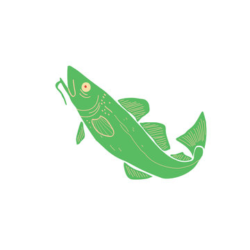 Green fish in vector