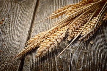 wheat on the wooden background