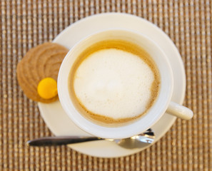 Cup of cappuccino shot from above