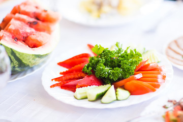  table with fresh vegetables 
