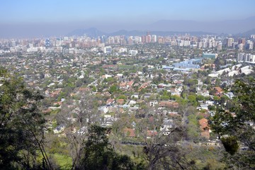 Obraz premium View from hill top looking at Santiago the capital of Chile