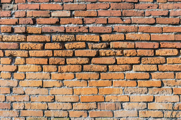 Background of red brick wall pattern texture.